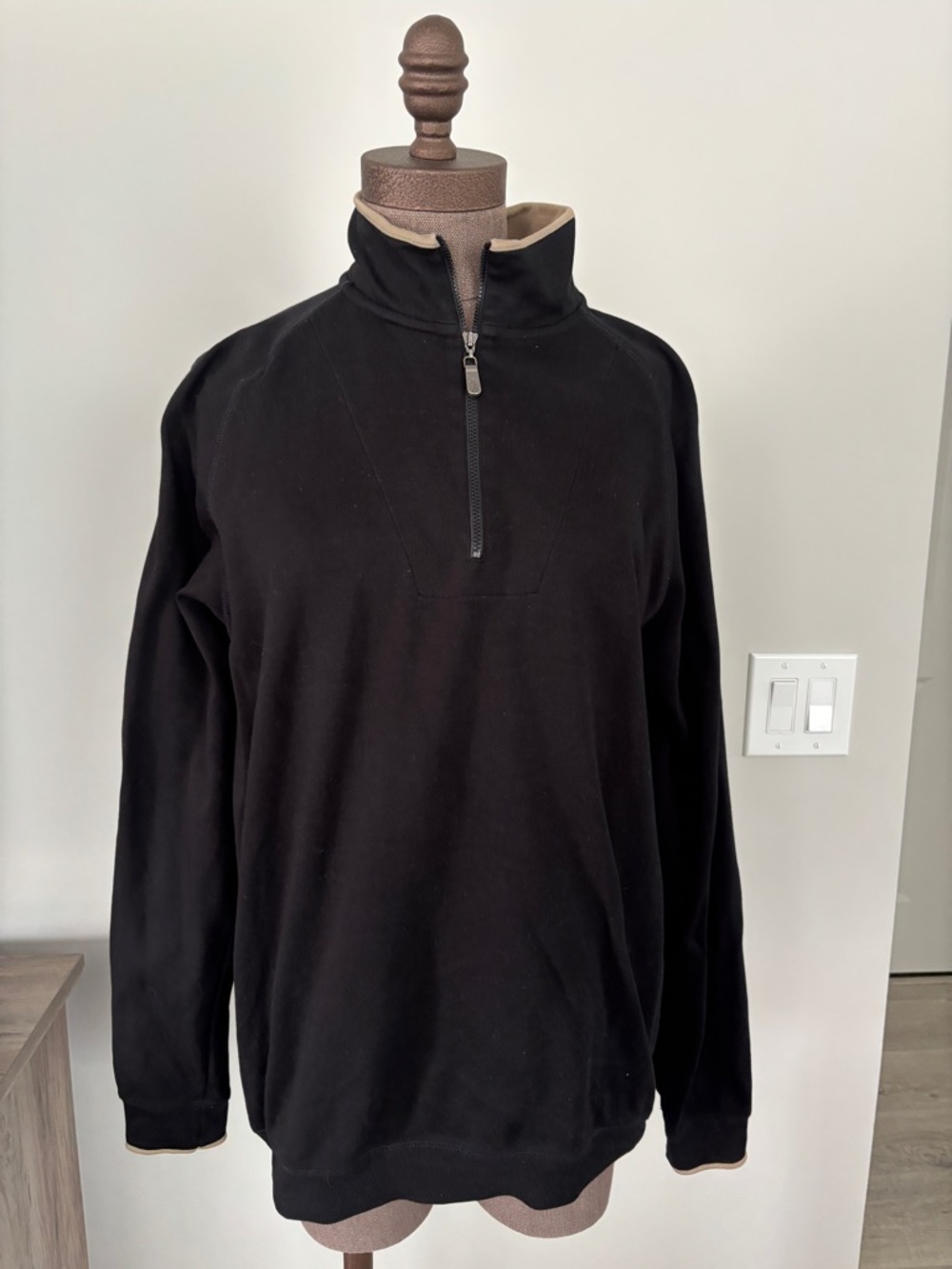 Bobby Jones Men's Black Quarter-Zip Pullover Sweater Medium
